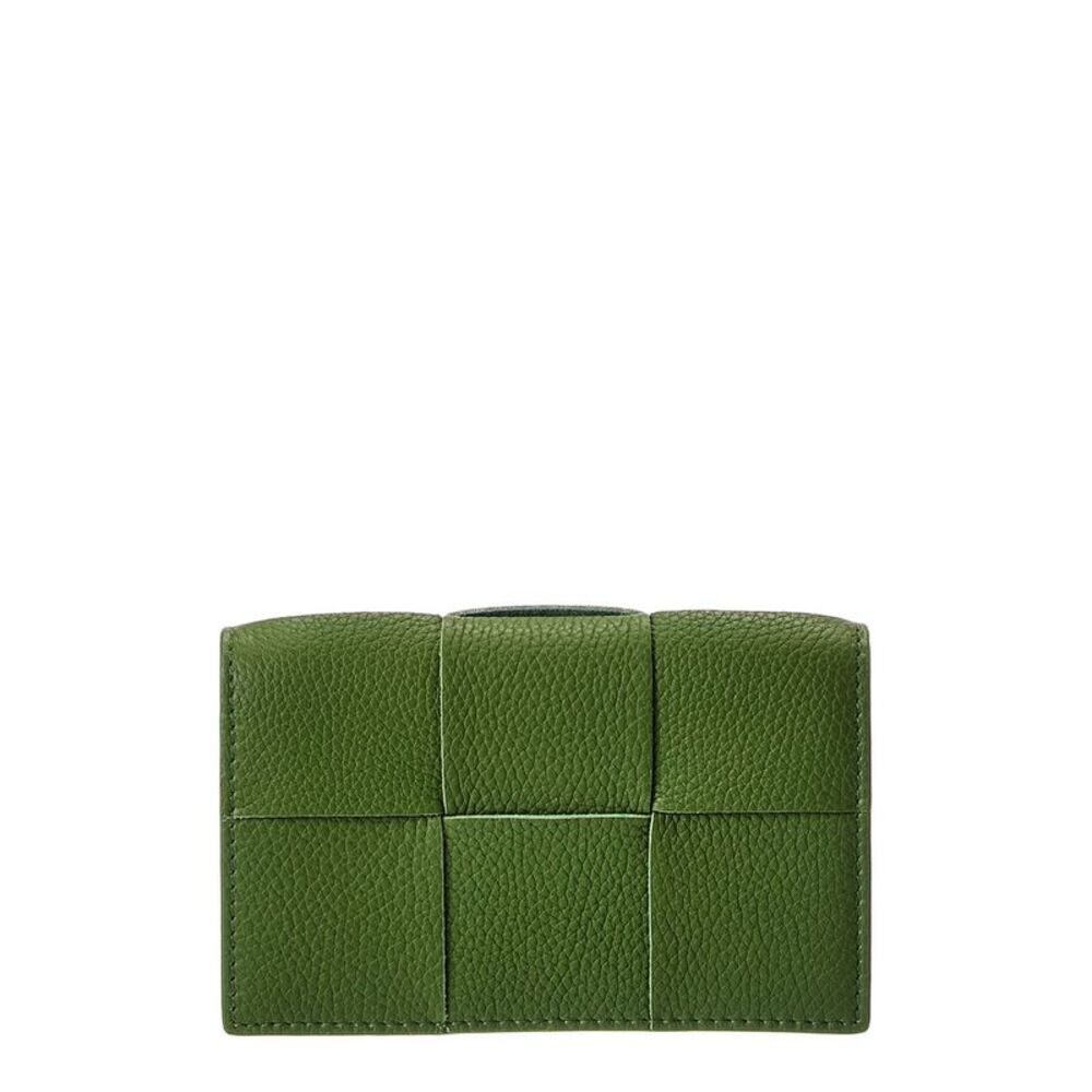 Bottega Veneta Maxi Intrecciato Leather Business Card Case, Green
